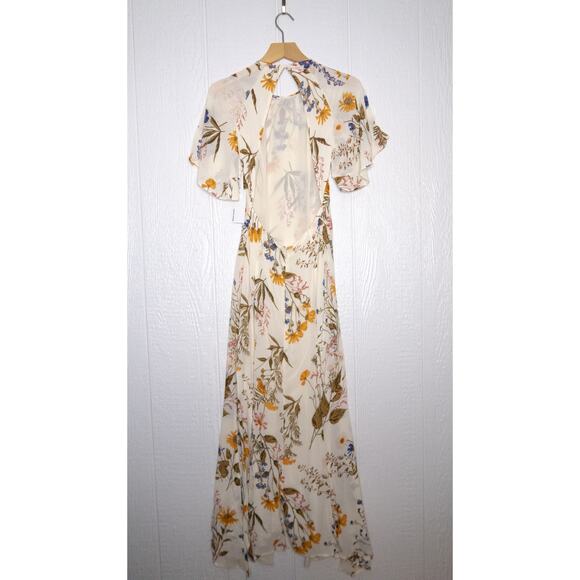 REFORMATION CARLOTTA Maxi Flutter Sleeve Dress in Frolic US 0 NWT - Picture 7 of 12